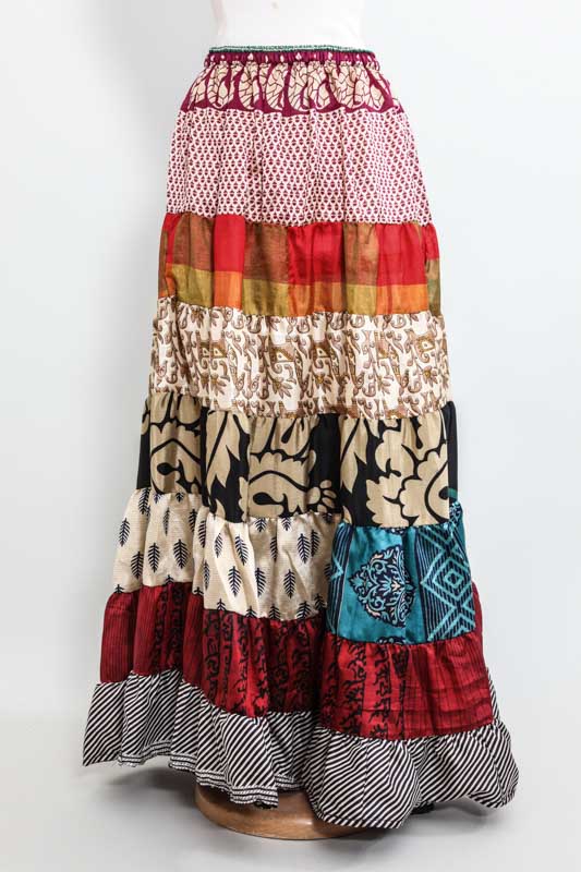 Jupe lang Sari assortiert - One Size