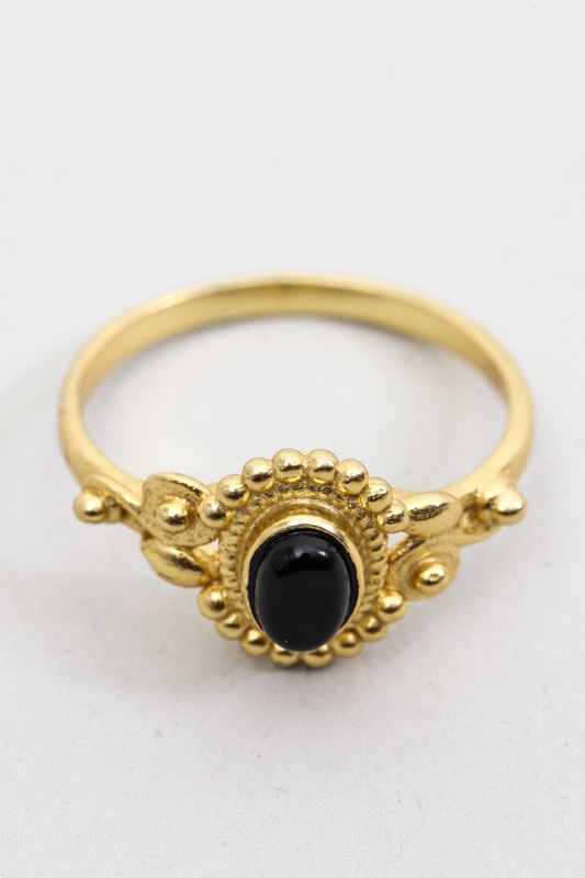 Ring Messing vergoldet schwarzer Onyx