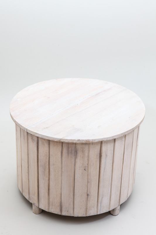Runder Beistelltisch Holz white wash 60x45 cm