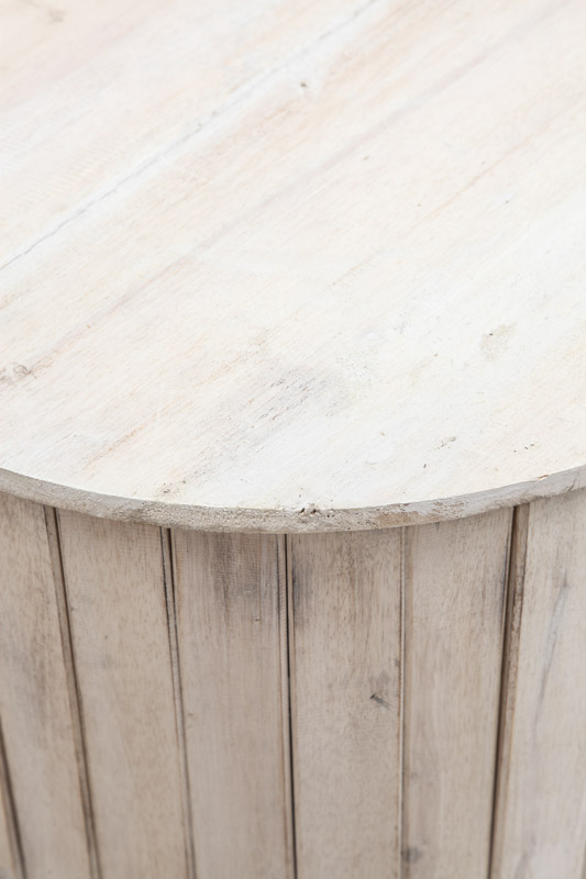 Runder Beistelltisch Holz white wash 60x45 cm