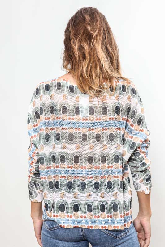 Pullover khaki/weiss gemustert - One Size