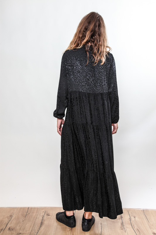 Kleid lang schwarz gemustert - One Size