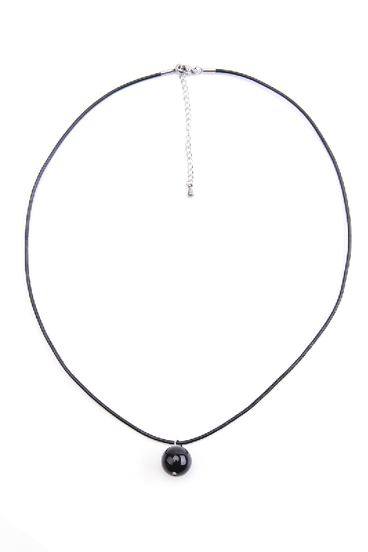 Halskette Kugelanhänger 12mm schwarzer Onyx 45+5 cm