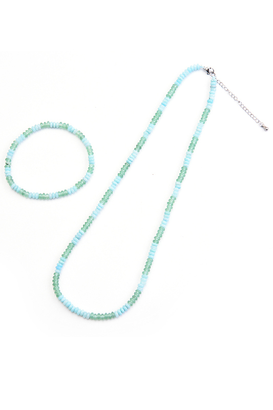 Halskette grüner Aventurin, blaue Jade 45+5 cm