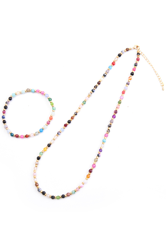 Halskette facettierte Regenbogen Jade 45+5 cm