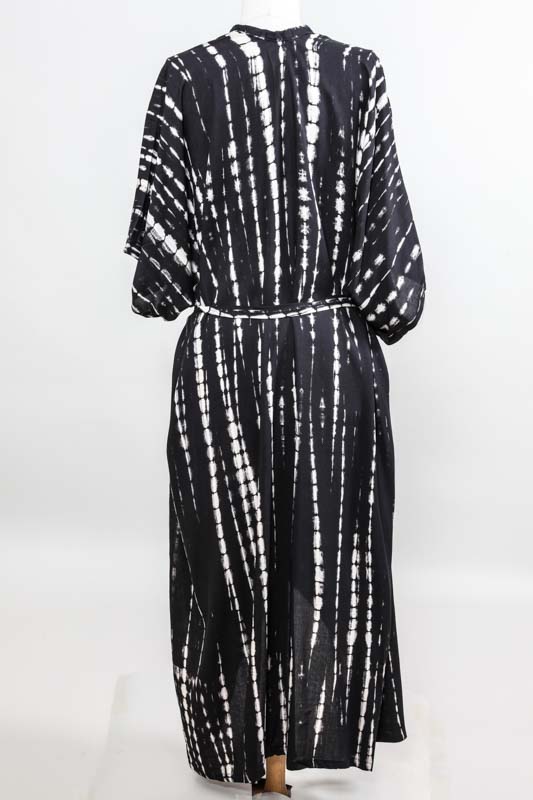 Kimono lang schwarz/weiss gestreift - One Size
