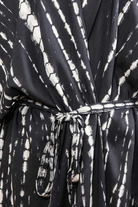 Kimono lang schwarz/weiss gestreift - One Size