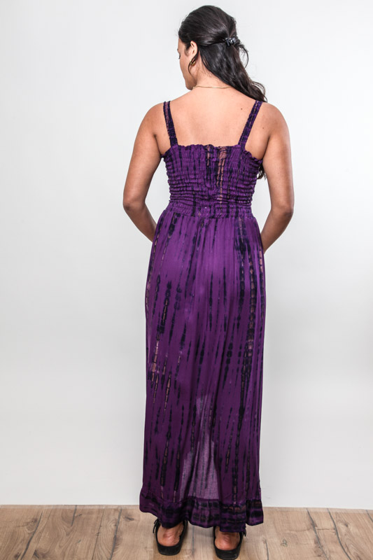 Trägerkleid lang violett gestreift - One Size