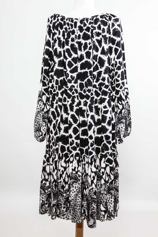 Kleid Viskose langarm Animalprint - One Size