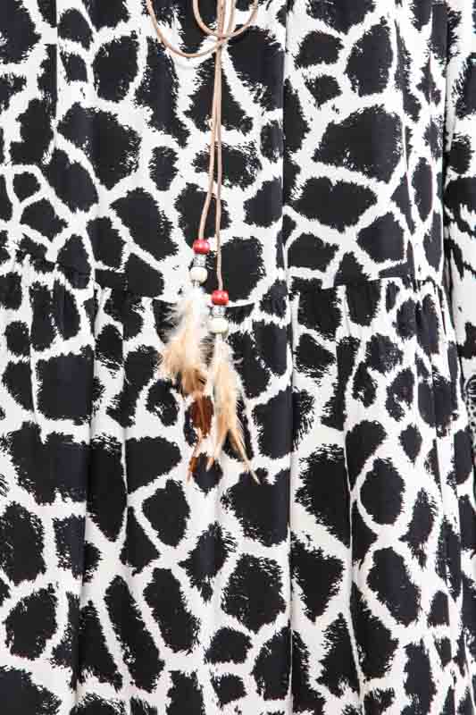 Kleid Viskose langarm Animalprint - One Size
