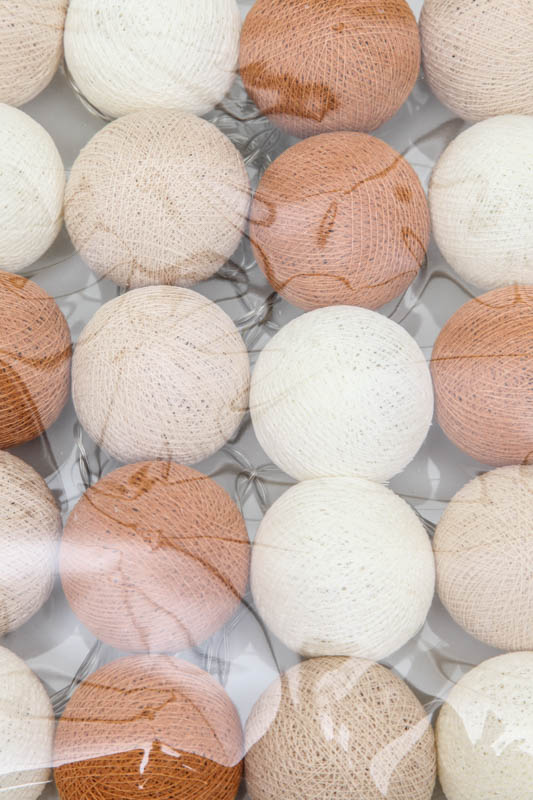 Lichterkette Cotton Balls ocker/beige