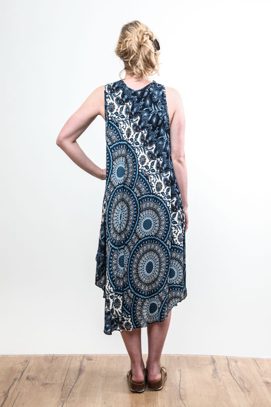 Kleid Penny kurzarmarm dunkelblau gemustert - One Size