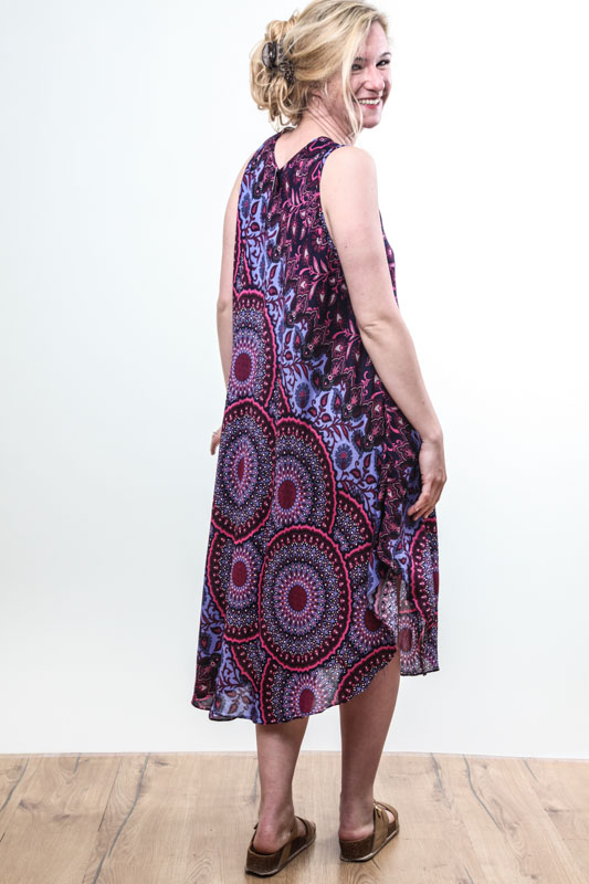Kleid Flare Mandala rot/violett gemustert - One Size