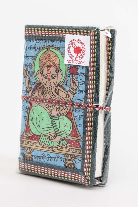 Notizbuch mini handgemacht hellblau Ganesha