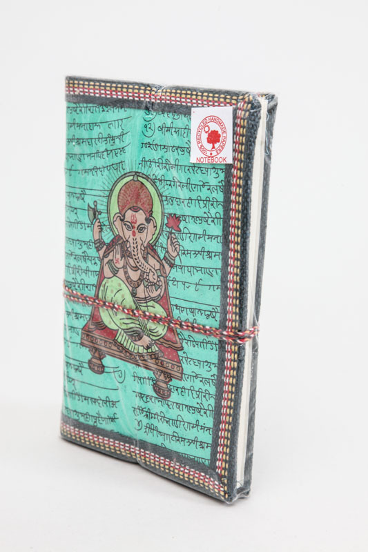 Notizbuch mittel handgemacht grün Ganesha