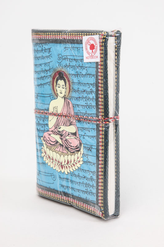 Notizbuch mittel handgemacht blau Buddha