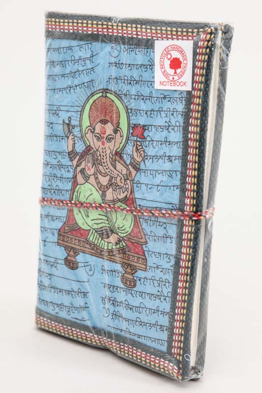 Notizbuch mittel handgemacht hellblau Ganesha